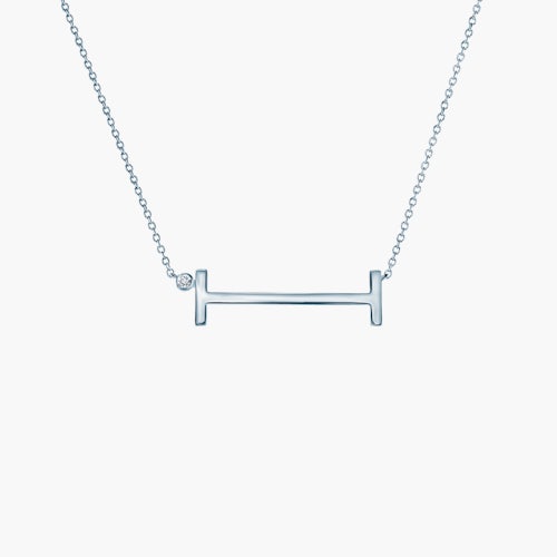 Naszyjnik celebrytka litera I Savicki: srebrny, biały szafir